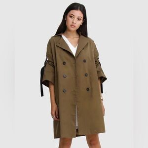 NWT Belle & Bloom Russian Romance Oversized Trench Coat in Military Green Sz XS
